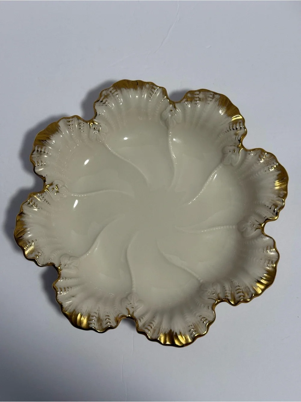 Vintage Lenox 24K Gold Trim 6-Well Oyster Plate 10